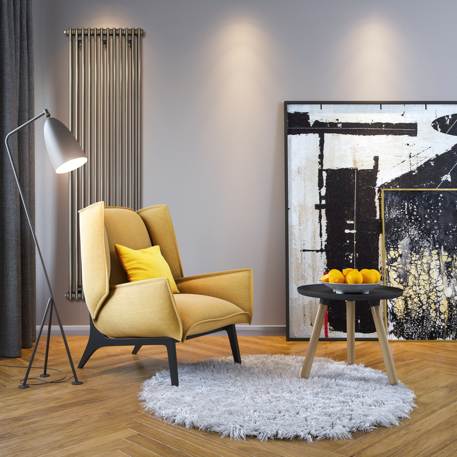 Zehnder_RAD_Charleston-HY_Milleu_livingroom-HG Key Visual Zehnder Charleston Decorative radiator Front view