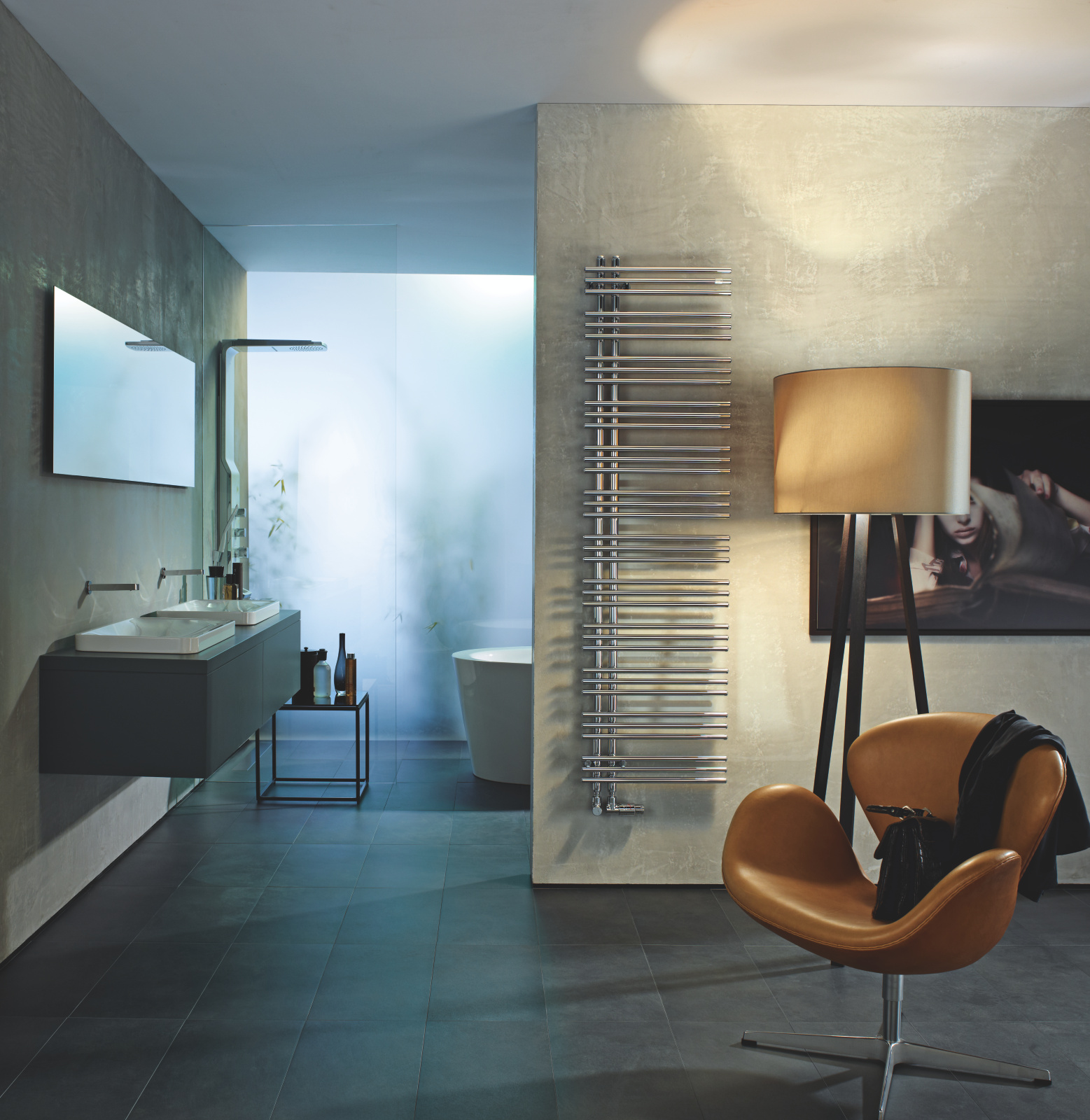 Rendering Zehnder Yucca Asym Decorative radiator Front view